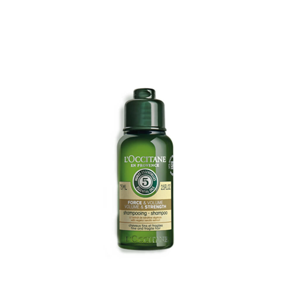 L'Occitane shampoo bottle on a white background