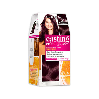 L'Oreal Casting Creme Gloss hair color packaging with a woman's hair on a white background