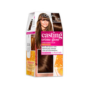 L'Oreal Casting Creme Gloss hair color packaging with a model wearing dark brown hair.