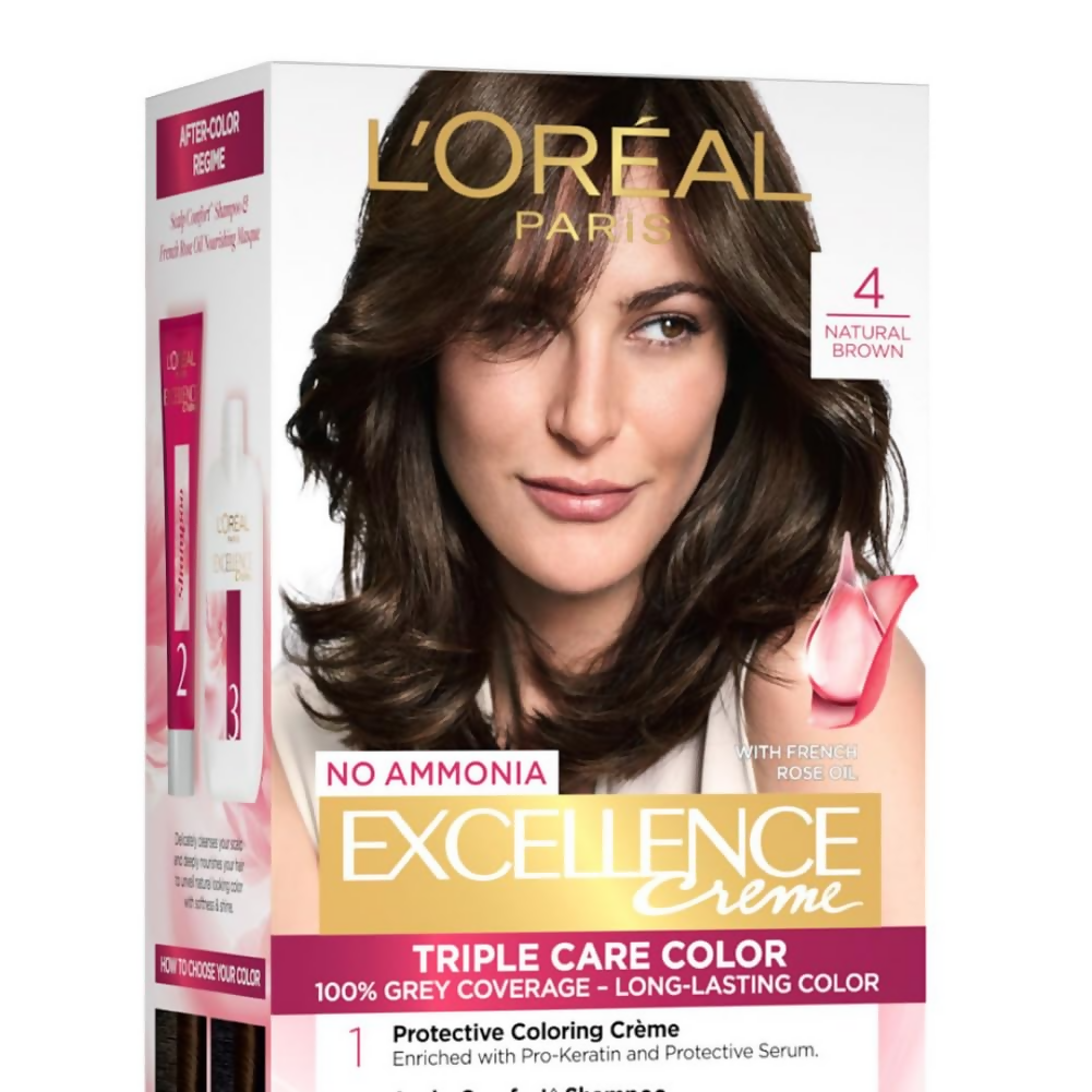 L'Oreal Paris Excellence Creme hair color packaging with a woman's face on it.