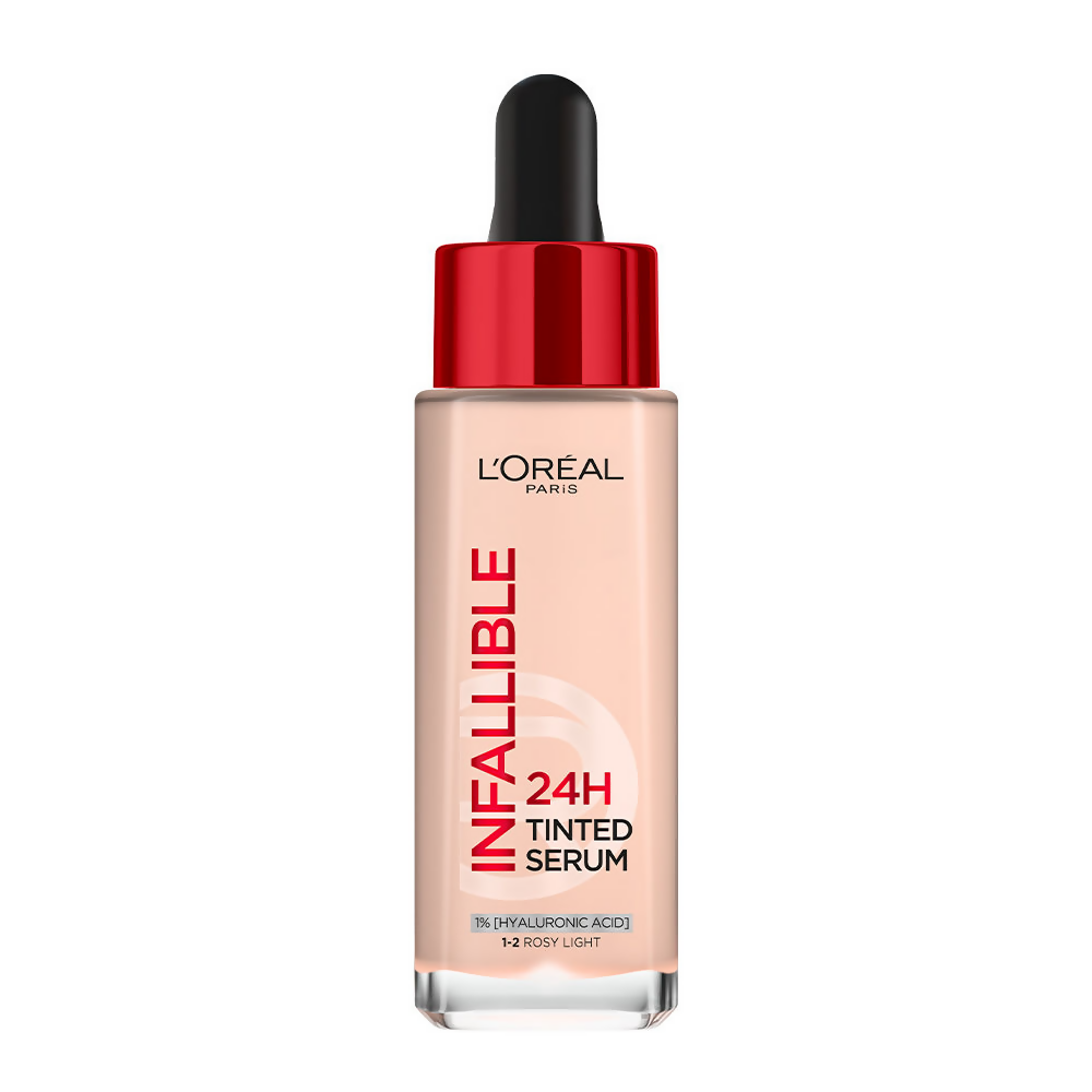 L'Oreal Paris Infallible 24H Tinted Serum bottle on a white background