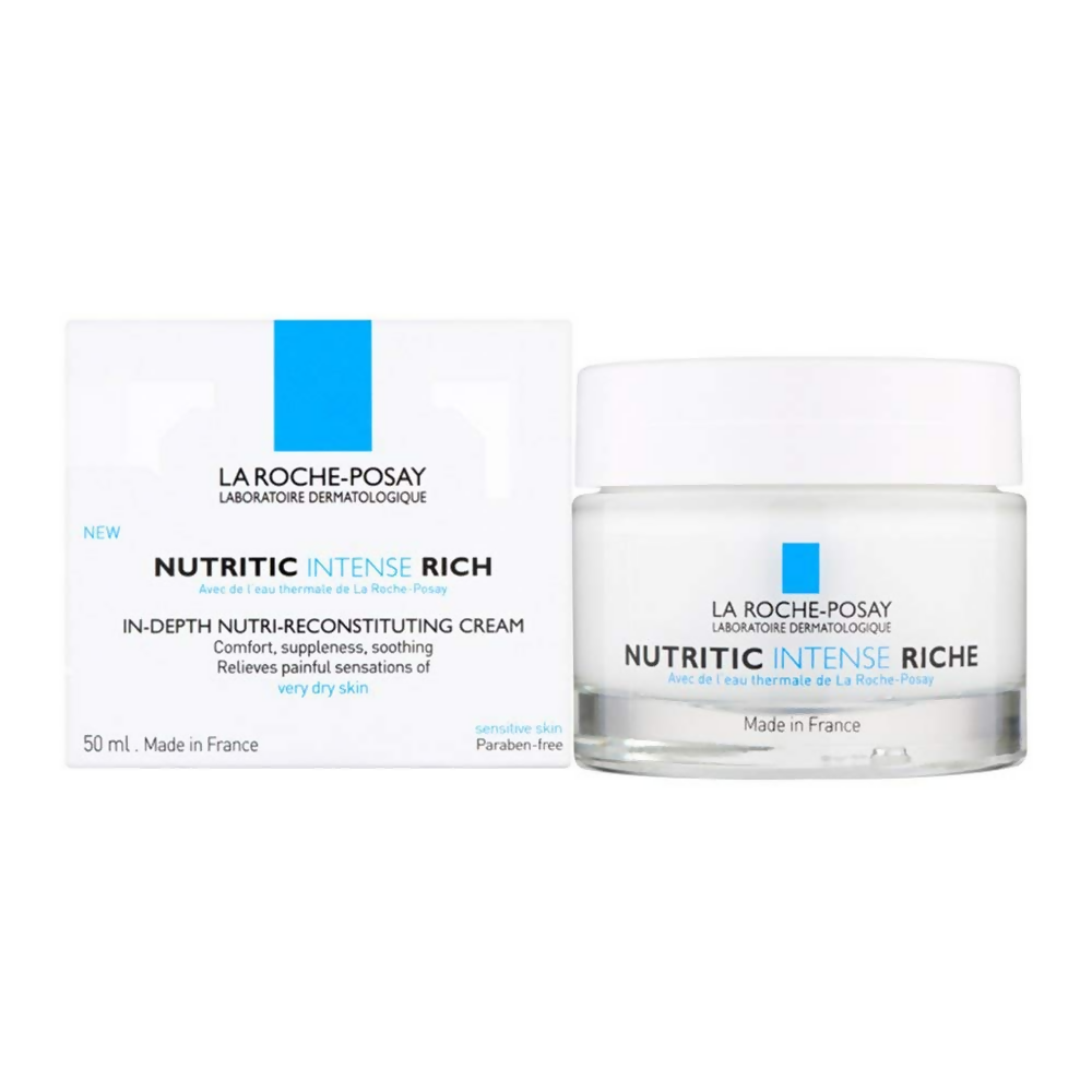 La Roche-Posay Nutritic Intense Rich cream jar and packaging on a white background