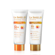 Two tubes of La Shield sunscreen gel on a white background