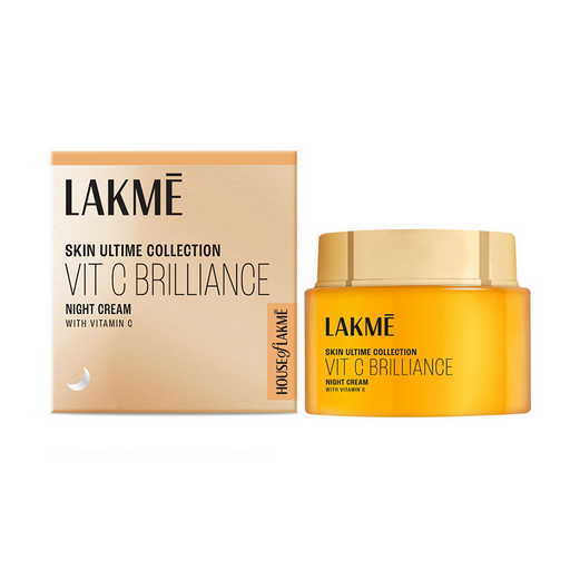 Lakme Skin Ultime Collection Vit C Brilliance night cream with packaging on a white background