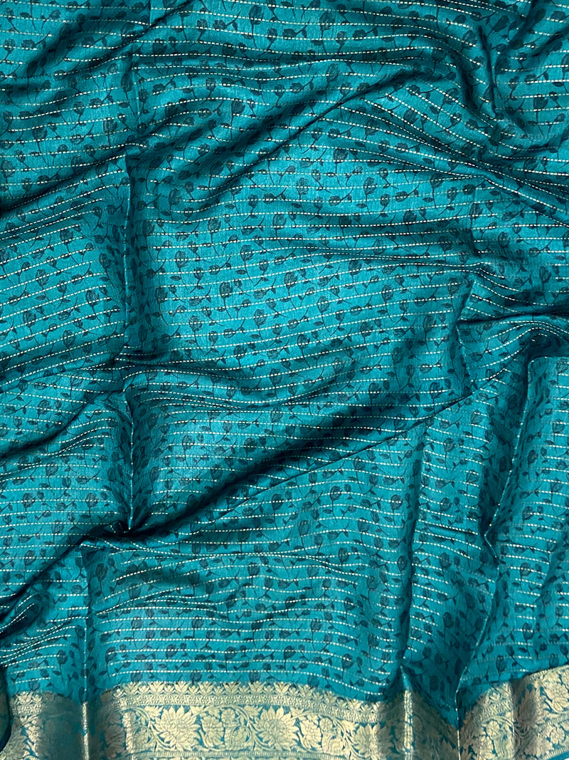 Radiant Leaf Print Soft Dola Silk Saree