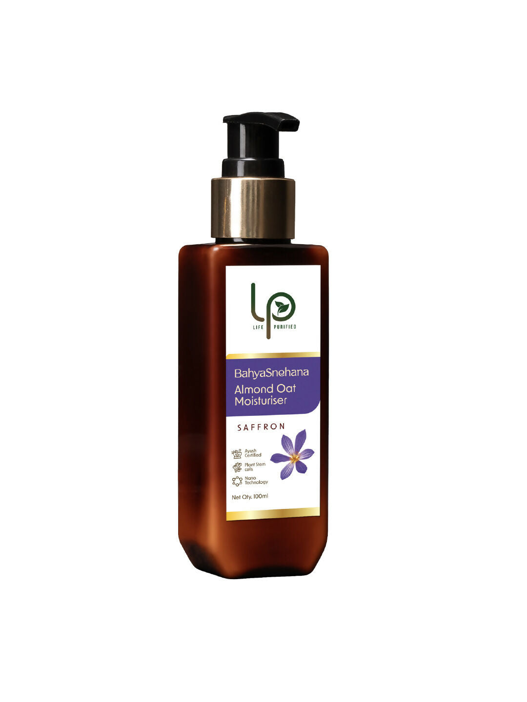Brown bottle of LP Skincare Almond Oat Moisturizer on a white background