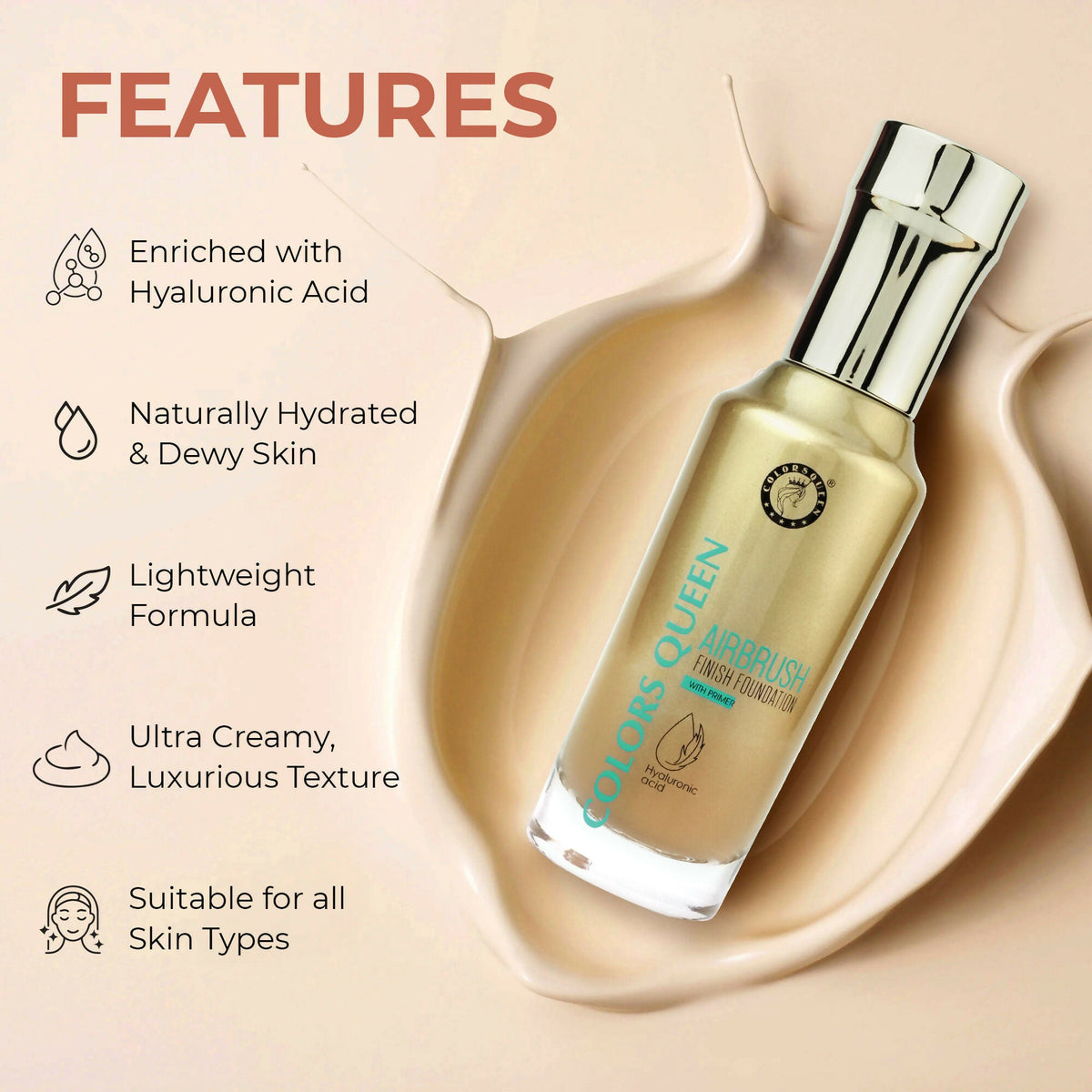 Colors Queen Airbrush Foundation With Primer - Natural Beige