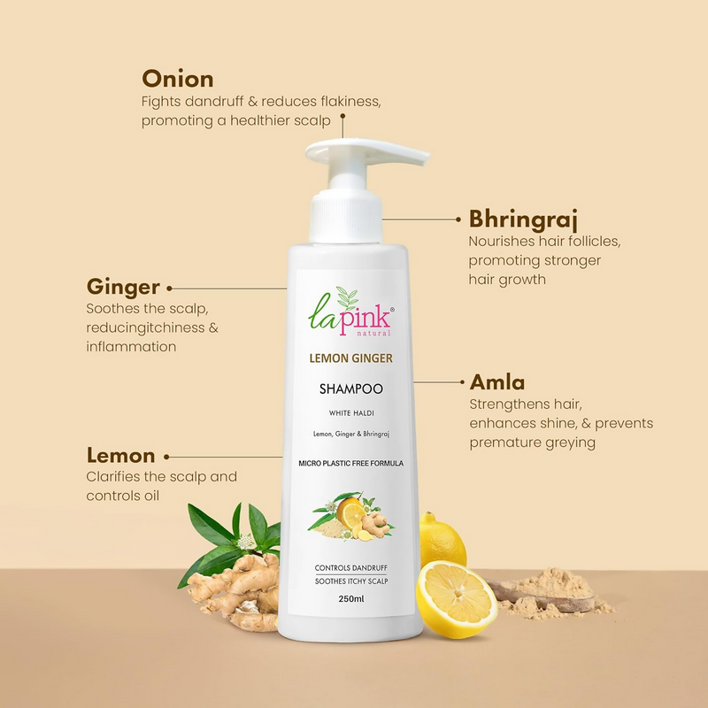 La Pink Lemon Ginger Shampoo With White Haldi