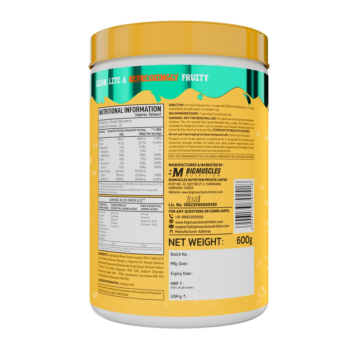 Big Muscles Nutrition Fizzy Whey & Shaker Combo