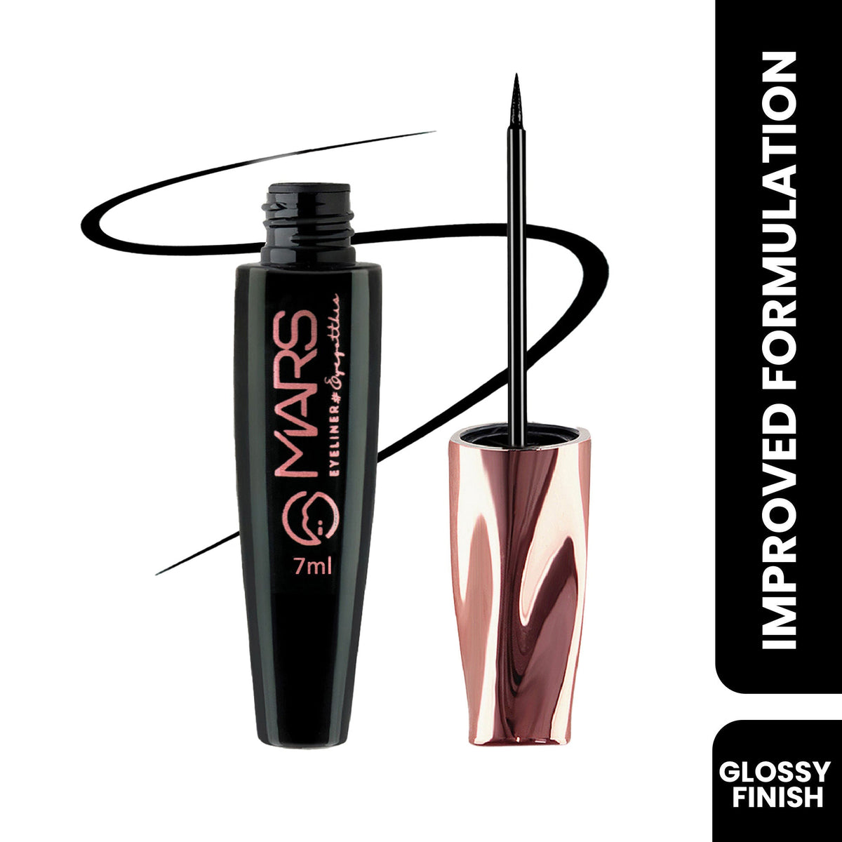 Mars eyeliner with improved formulation and glossy finish on a white background