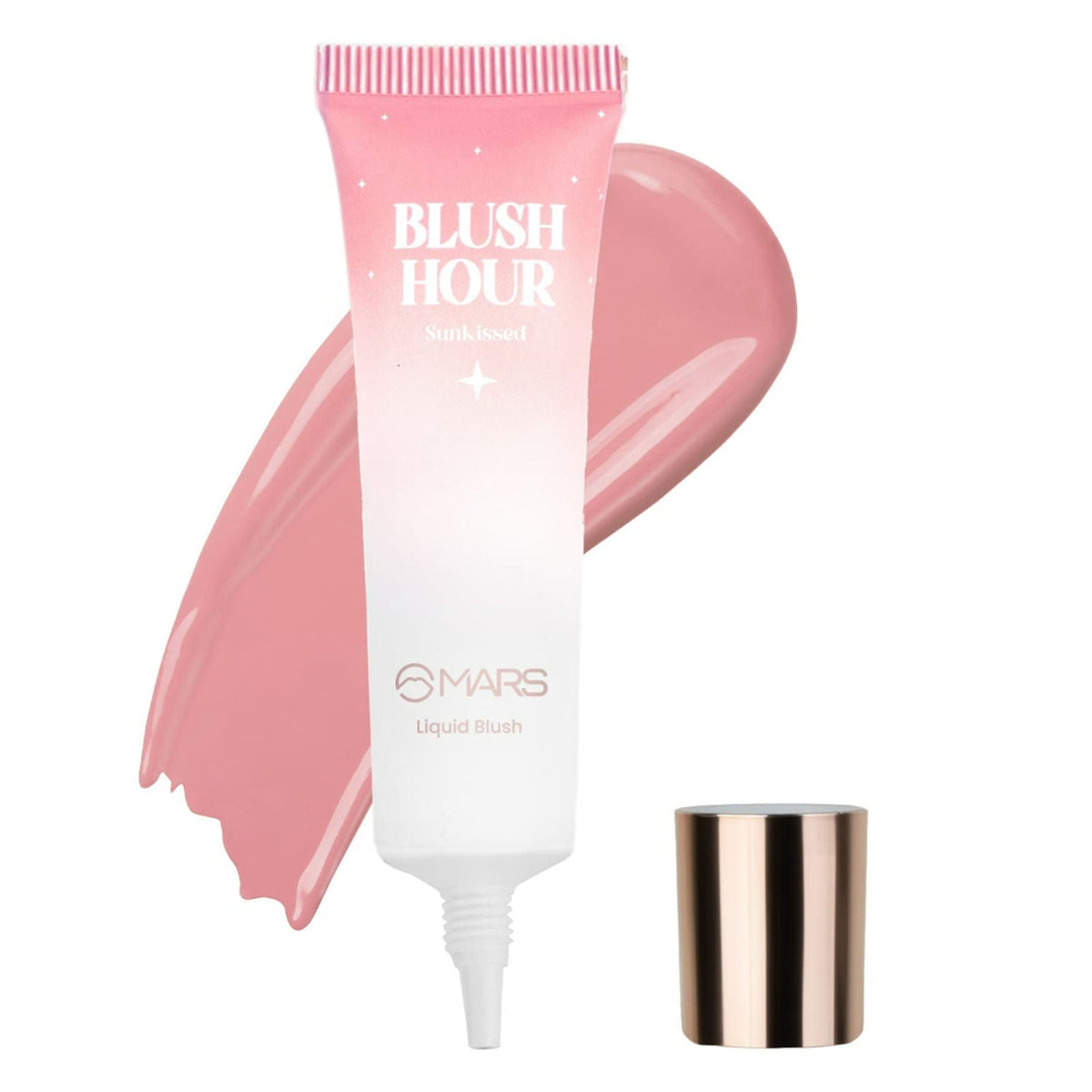 MARS blush product with pink packaging and white cap on a white background