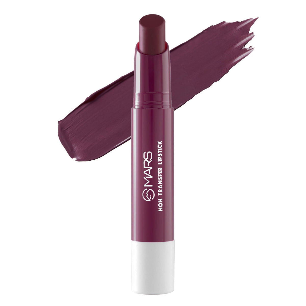 Mars non-transfer lipstick with a swatch on a white background