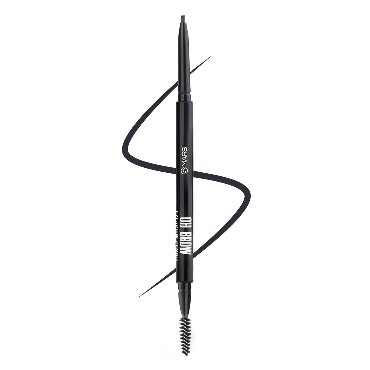 Black eyebrow pencil with brush on a white background