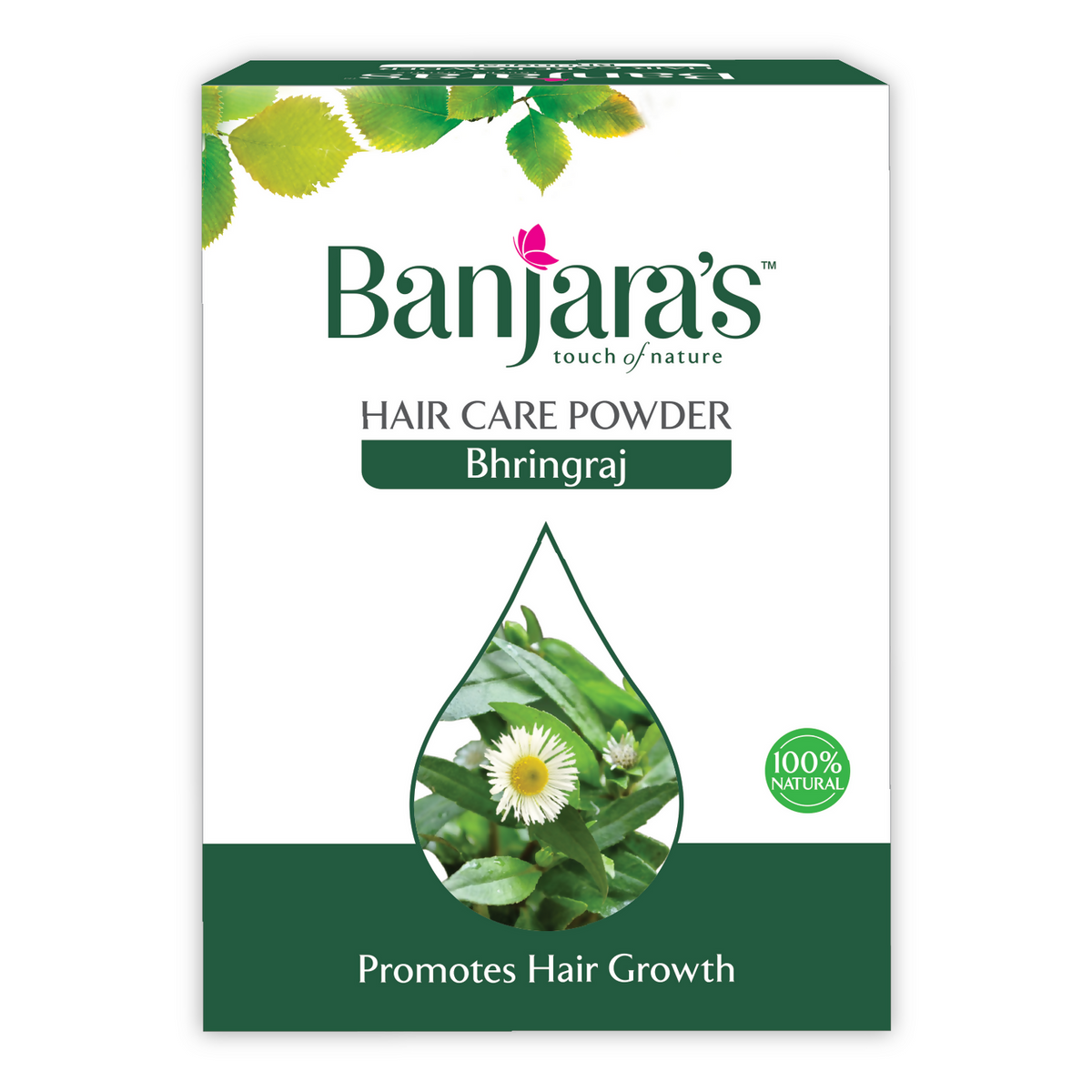 Banjara's Hair Care Powder Bhringraj packaging on a white background