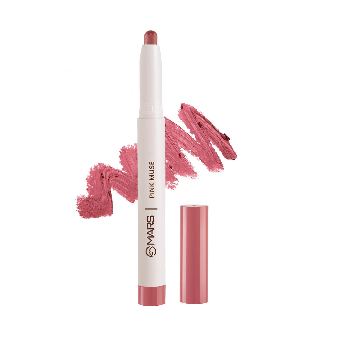 Lip liner with pink color swatches on a white background