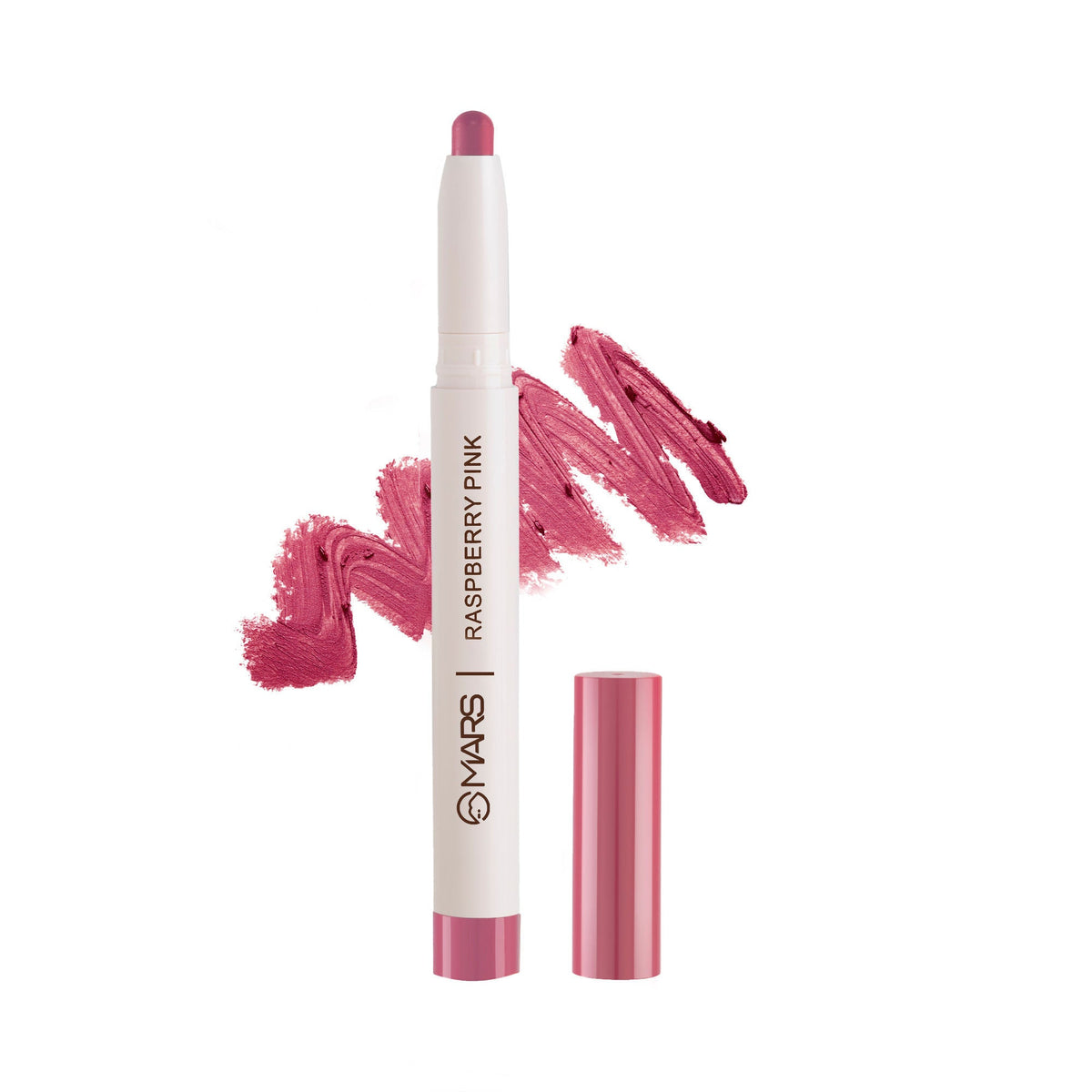 Lip liner with pink color swatches on a white background