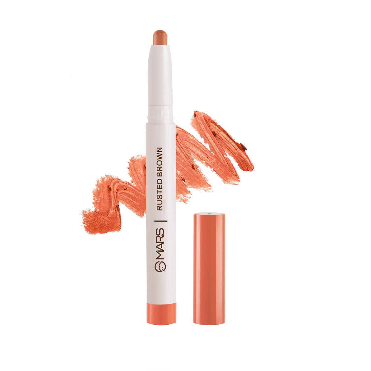 Lip liner with 'MARS' branding and swatches on a white background