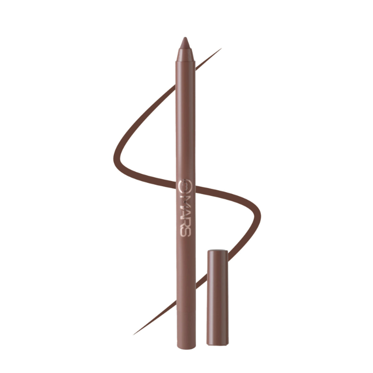 Brown eyeliner pencil with a white background