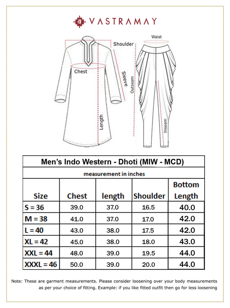 Men's Cream Indo Western Sherwani With Dhoti Set