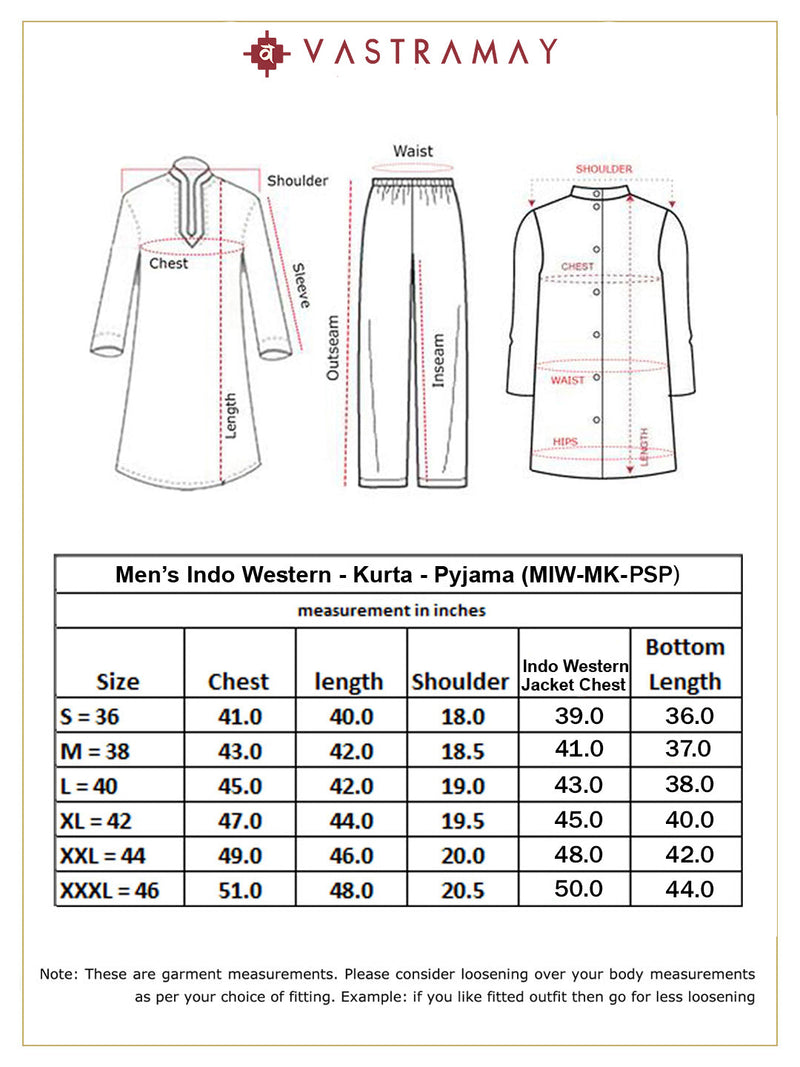 Men's Black Viscose Indo Western, Kurta, Pant Set