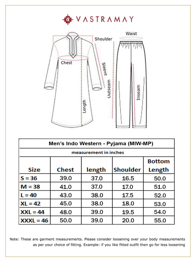 VASTRAMAY Men's Maroon Silk Blend Sherwani Set