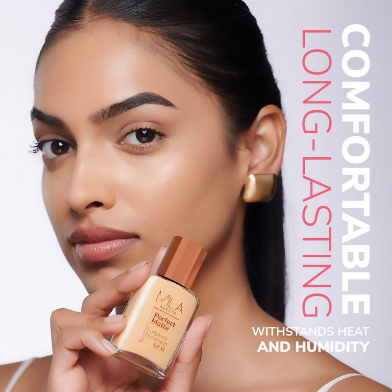 Mila Beaute Perfect Matte Longwear Foundation with SPF 15 & Oil Control Formula - Blush