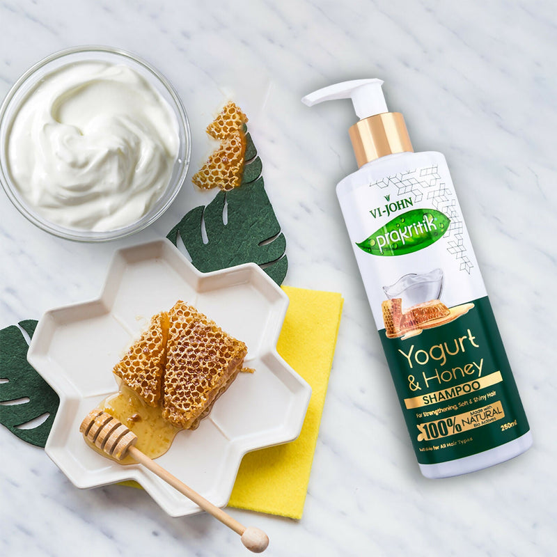VI-JOHN Prakritik Yogurt & Honey Shampoo Cleanses Scalp, Made With 100% Natural Bio Actives