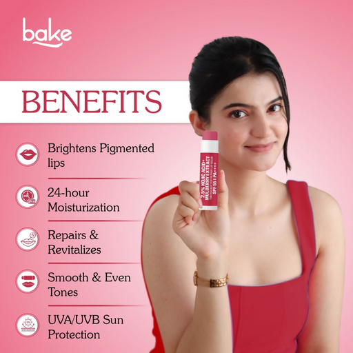 Bake 2.5% Kojic Acid Mulberry Extract Tinted Butter Brightening Lip Balm SPF 55 PA++++