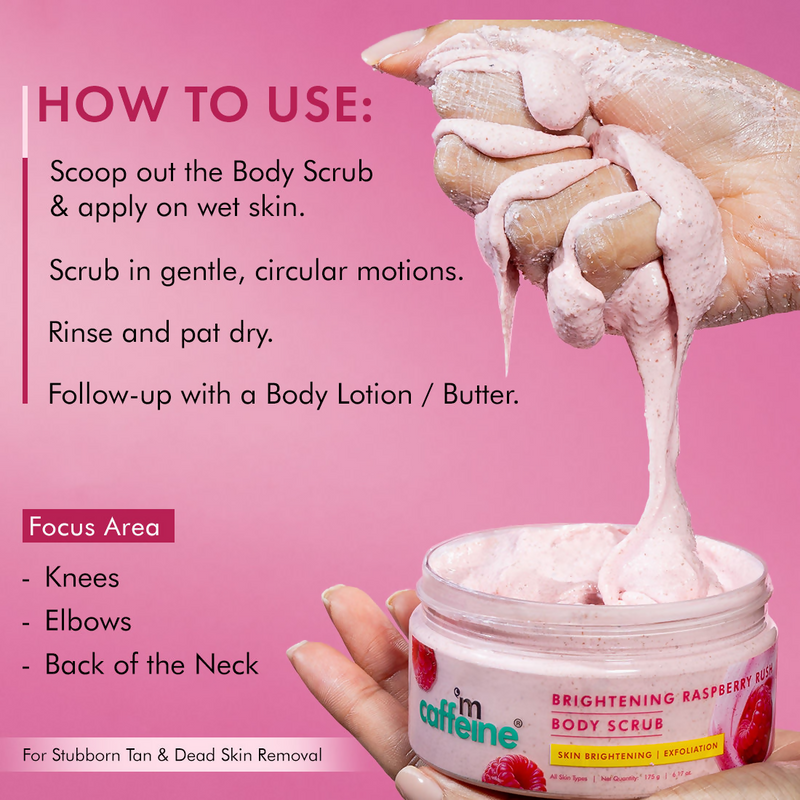 mcaffeine Brightening Raspberry Rush Body Scrub Removes Tan & Brightens Skin