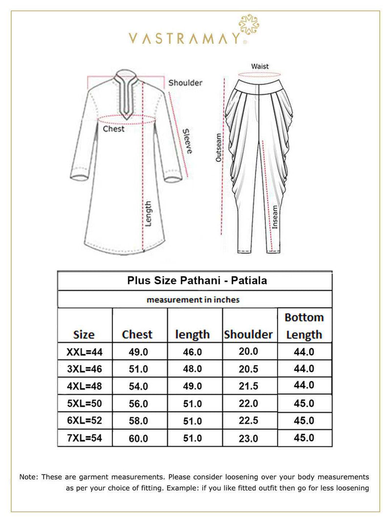 Men's Plus Size Red Cotton Blend Pathani Set