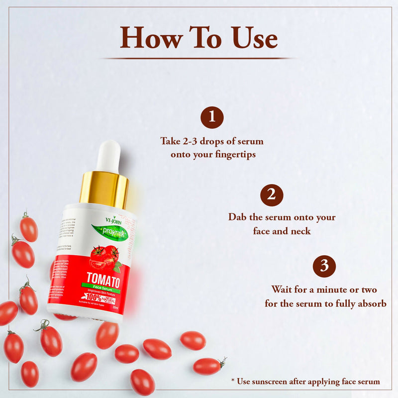 VI-JOHN Prakritik Tomato Face Serum, Moisturizes & Hydrates, Made With 100% Natural Bio Actives