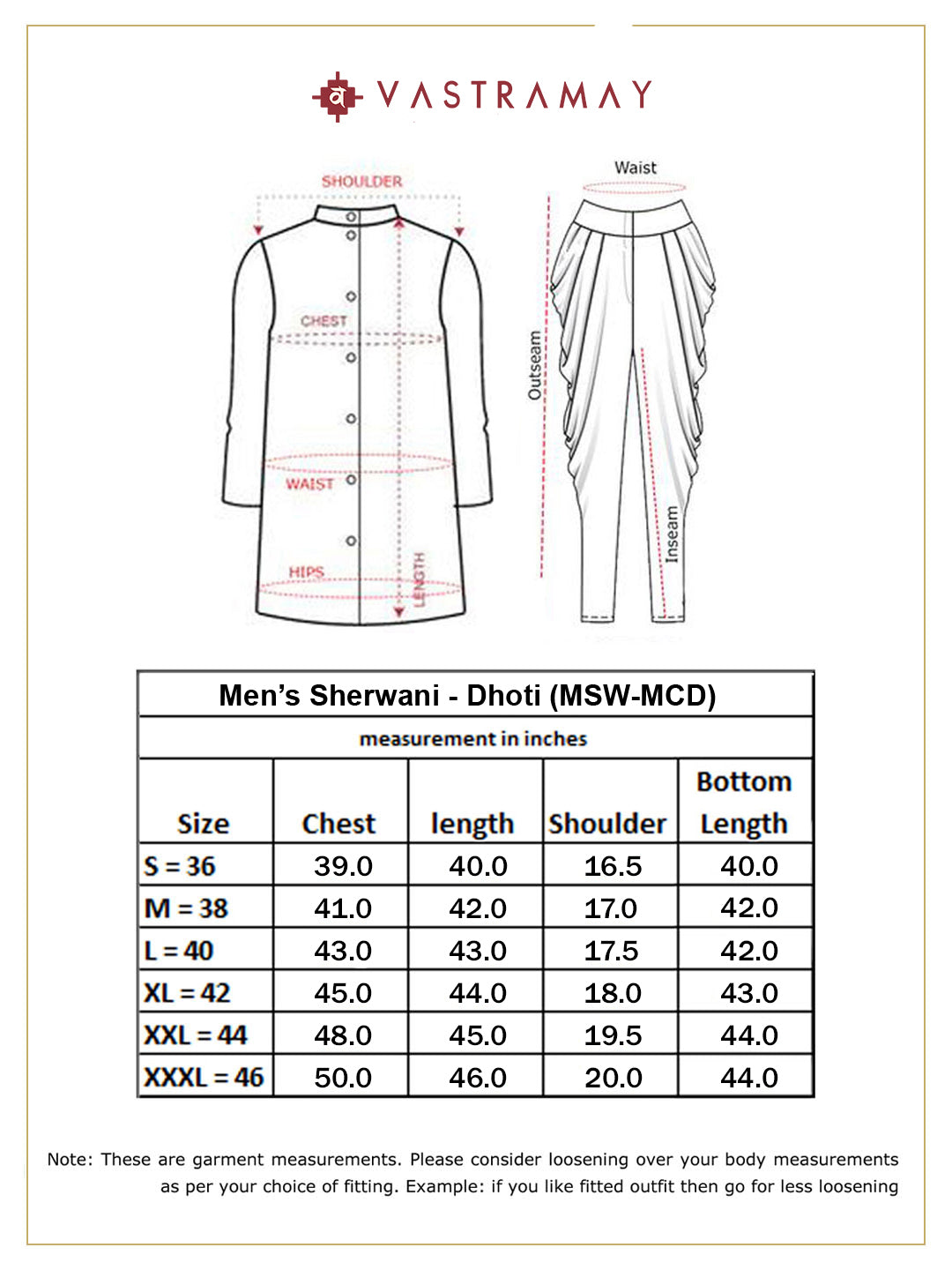 VASTRAMAY Men's Black And Gold Cotton Blend Sherwani Set