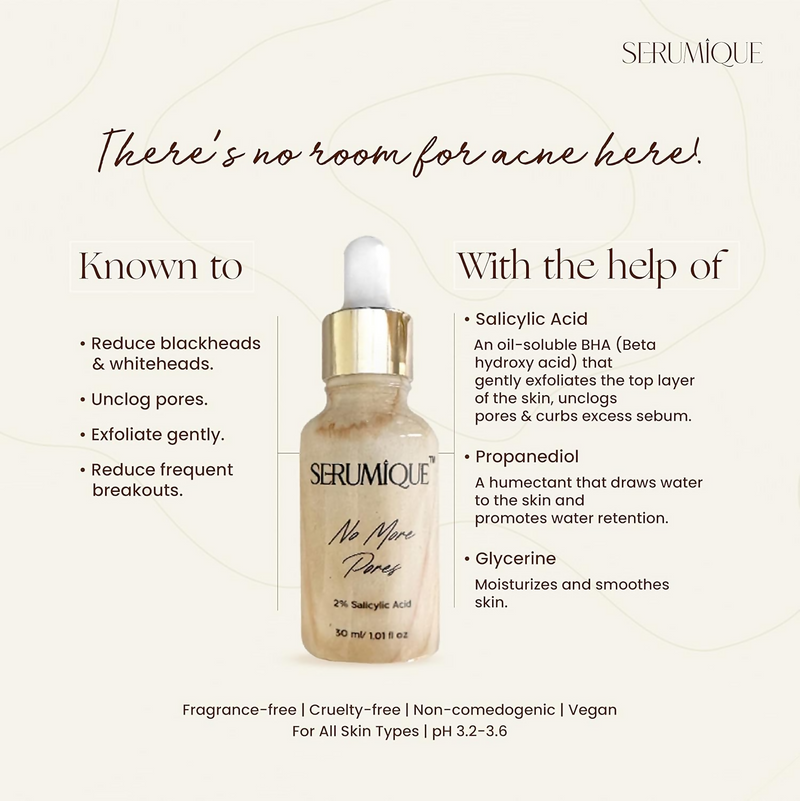 Serumique Salicylic Acid Face Serum No More Pores Starter Conc. 1%