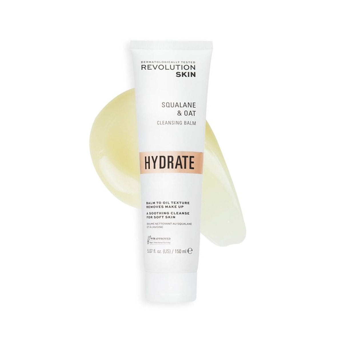 Revolution Skin cleansing balm tube with a small amount of balm on a white background