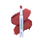 Mamaearth lipstick with red lipstick swatch on a white background