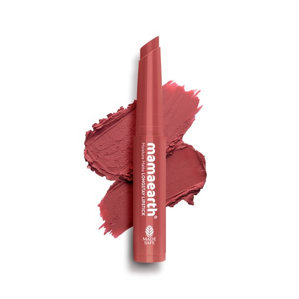 Mamaearth lipstick with a swatch on a white background