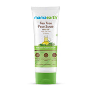 A tube of Mamaearth Tea Tree Face Scrub with Tea Tree and Neem for Skin Purification.