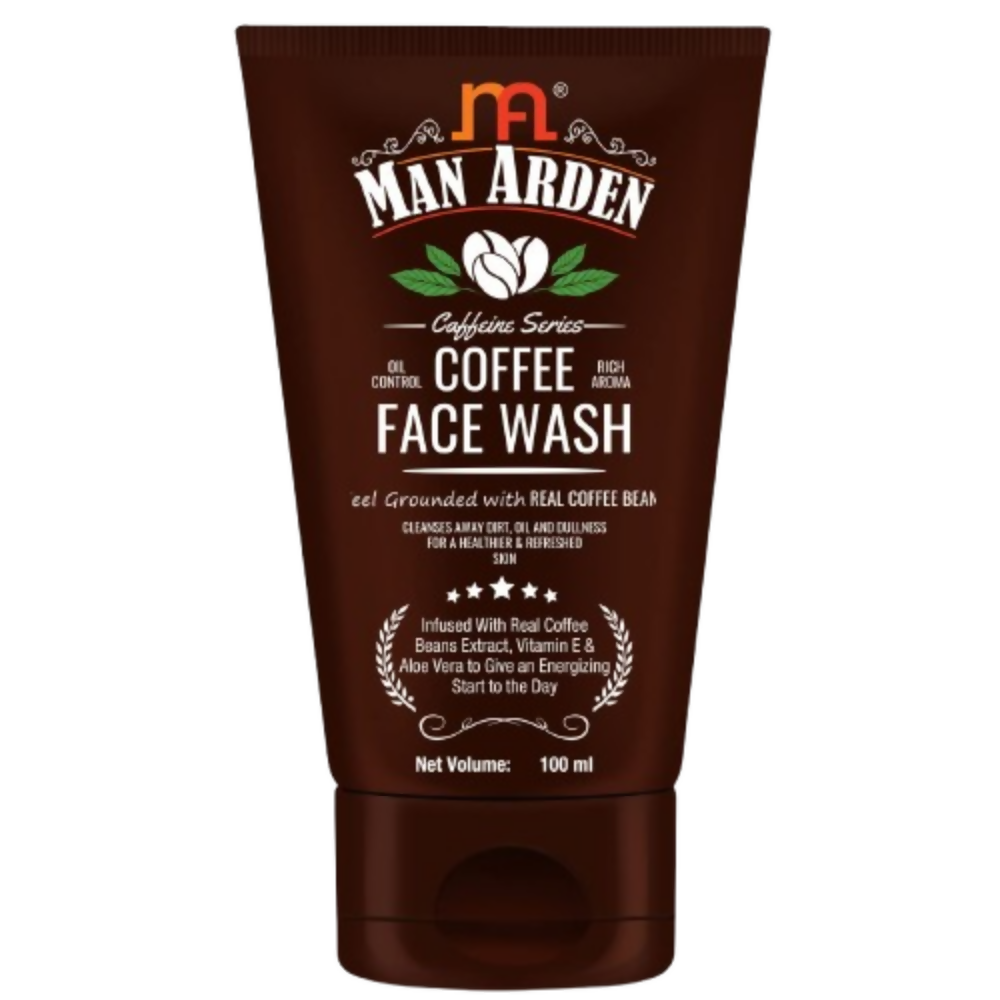 Man Arden Coffee Face Wash tube on a white background