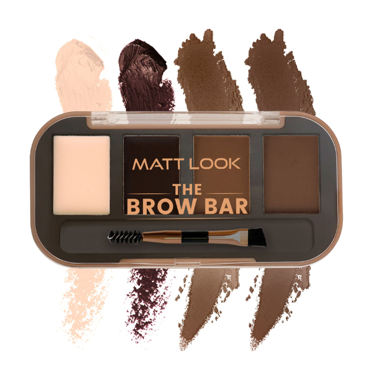 Matt Look Brow Bar with color swatches on a white background