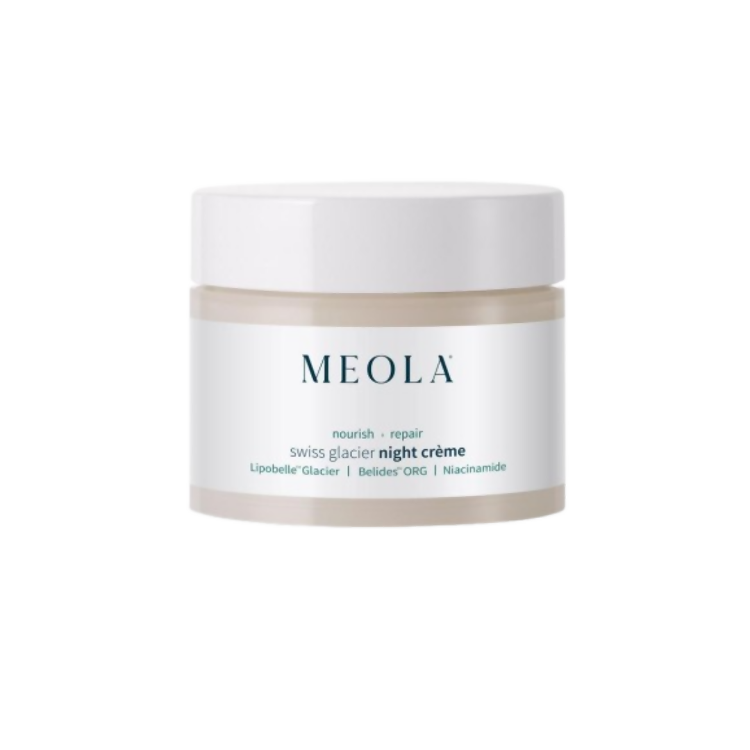 MEOLA night crème jar on a white background