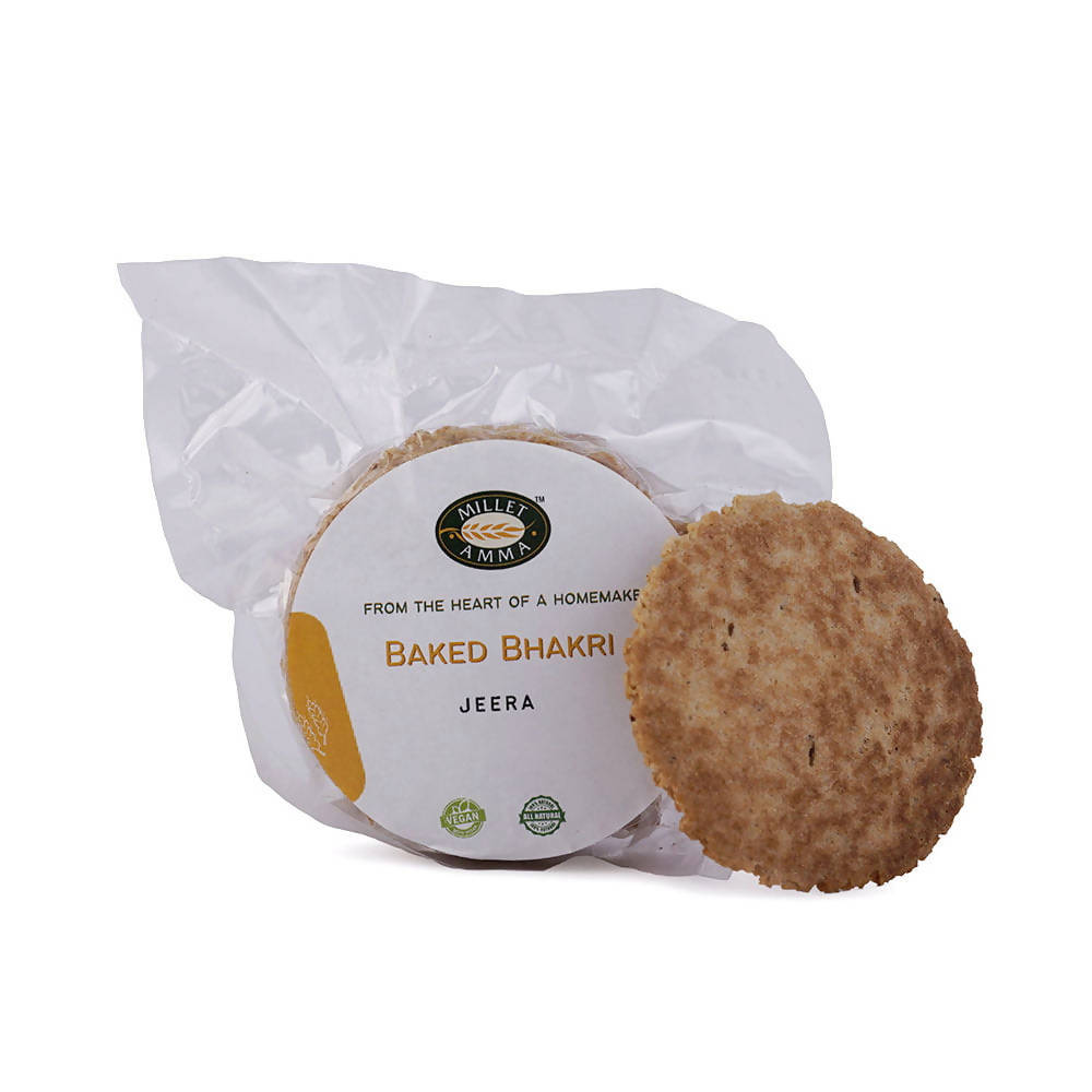 Baked Bhakri Jeera with packaging on a white background
