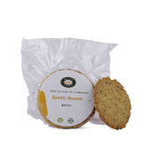 Baked Bhakri with packaging on a white background