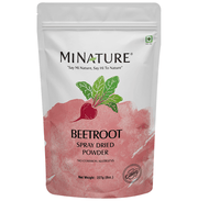 Package of Mi Nature beetroot spray dried powder on a white background