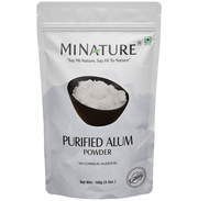 Package of Mi Nature purified alum powder on a white background