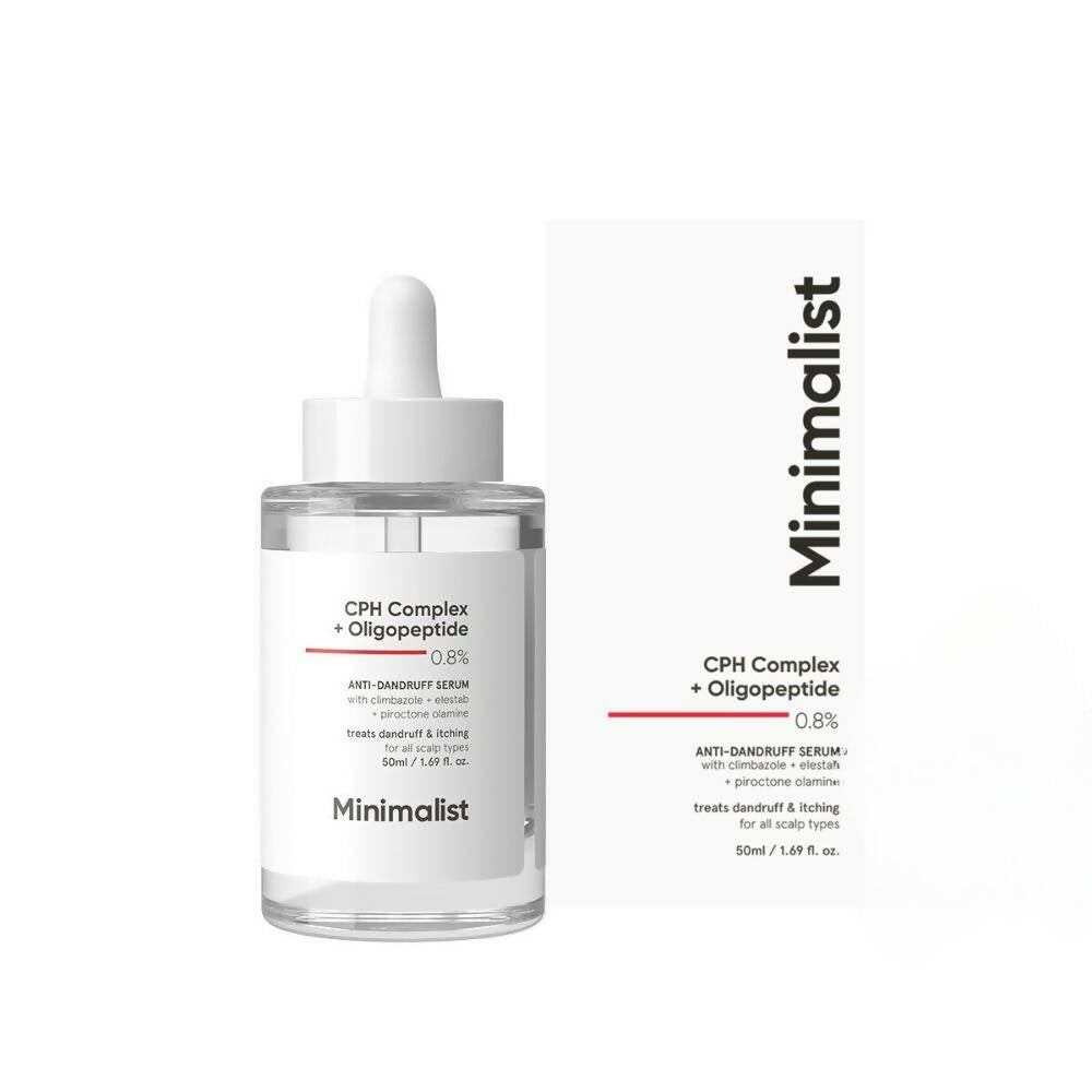 Skincare serum bottle labeled 'Minimalist' on a white background