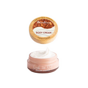 Body cream jar with wooden cap on a white background