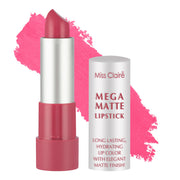 Pink lipstick with 'Miss Claire' packaging on a white background