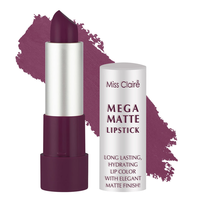 Purple lipstick with packaging on a white background