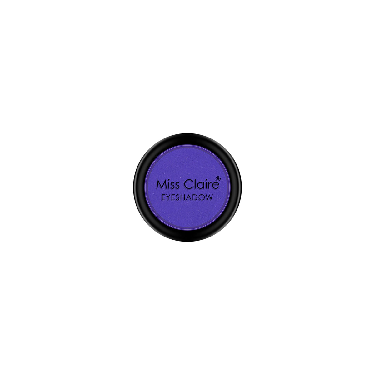 Purple eyeshadow compact with 'Miss Claire' branding on a white background