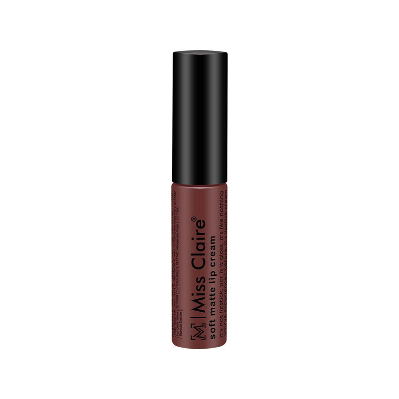 Lip cream with black cap and brown body on white background